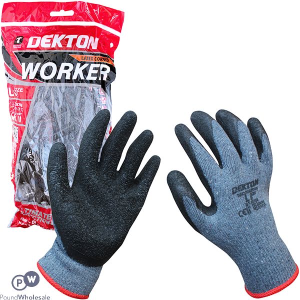 Dekton Worker Latex Coated Working Gloves 9/Large