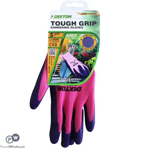 Dekton Tough Grip Latex Coated Gardening Gloves 7/Small