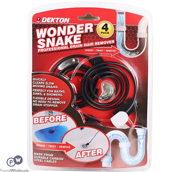 Dekton Wonder Snake Drain Hair Remover 4 Pack