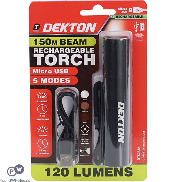 Dekton 150m Beam Rechargeable Torch