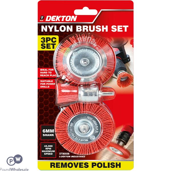 Dekton 6mm Nylon Drill Brush Set 3pc