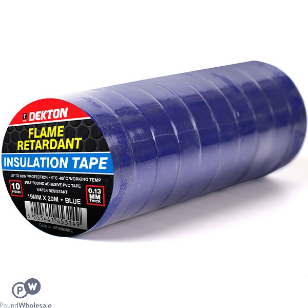 Dekton Blue Flame Retardant Insulation Tape 19mm X 20m 10 Pack