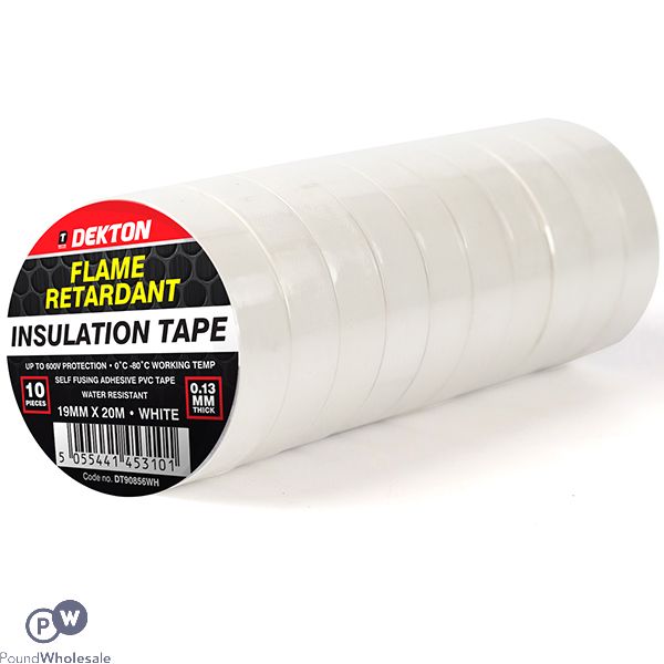 Dekton White Flame Retardant Insulation Tape 19mm X 20m 10 Pack