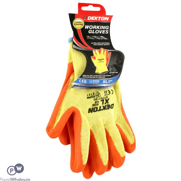 Dekton Orange/Cream Ce Cat 2 EN388 Latex Coated Working Gloves 10/Xl