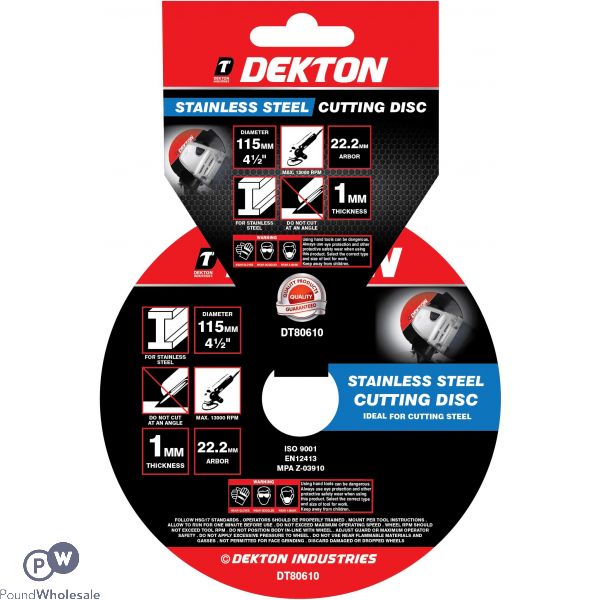 Dekton 115mm Stainless Steel Cutting Disc Ultra Thin