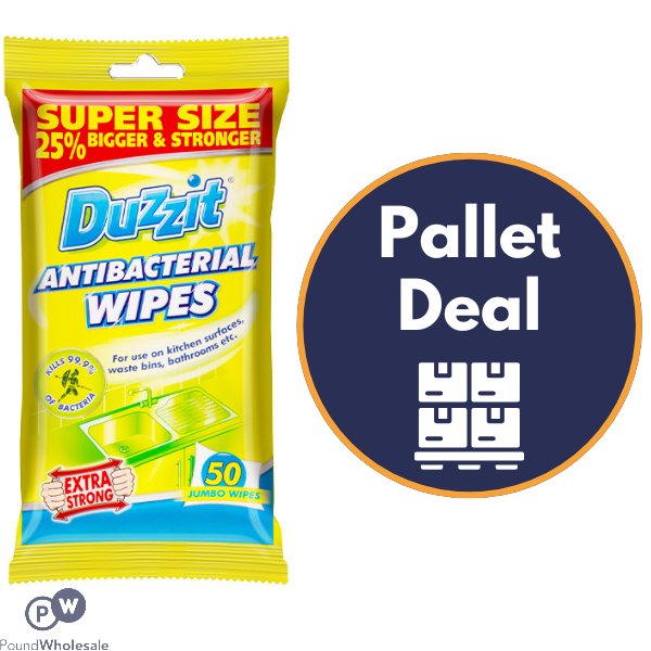 Duzzit Anti-Bacterial Wipes 50 Pack Pallet Deal