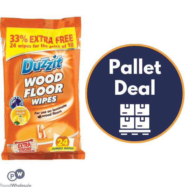 Duzzit Wood Floor Wipes Lemon Fresh 24 Pack Pallet Deal