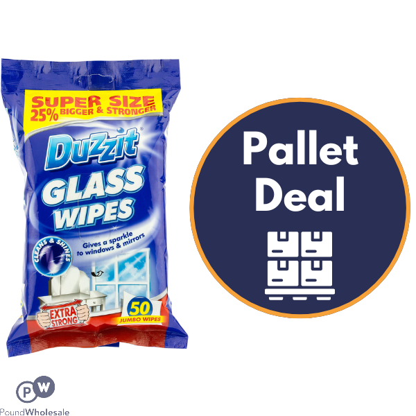 Duzzit Glass Wipes 50 Pack Pallet Deal