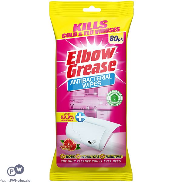 Elbow Grease Pink Blush Antibacterial Wipes 80 Pack