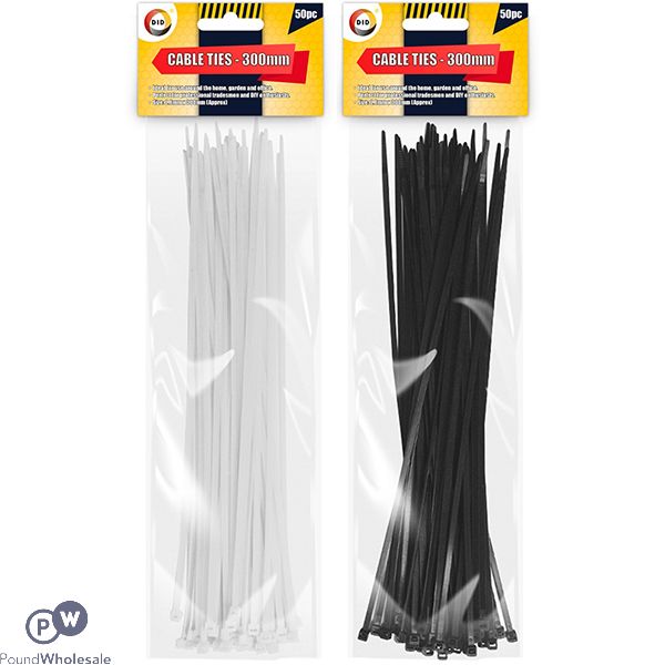 DID Cable Ties Assorted Colours 300mm 50pc