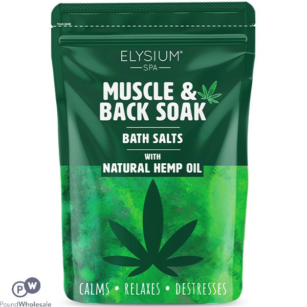 Elysium Spa Natural Hemp Oil Muscle & Back Bath Salts Soak 450G