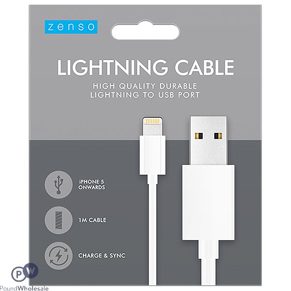 Zenso iPhone White Lightening Cable 1M