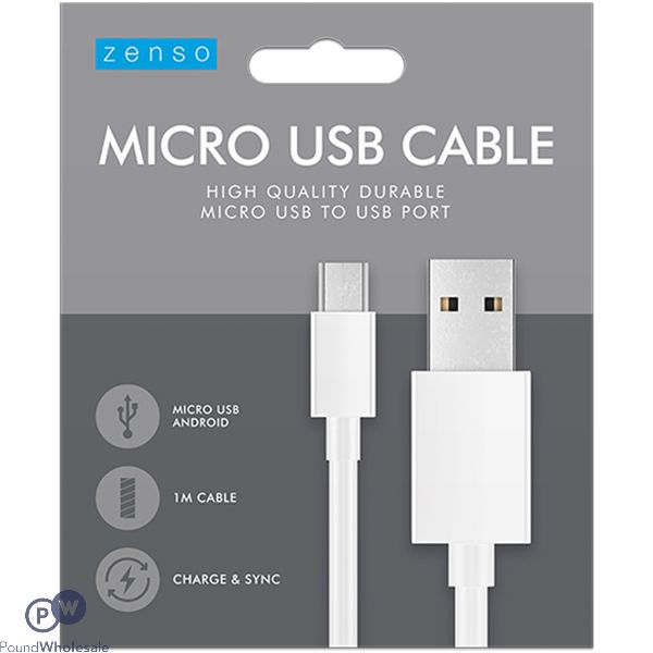 Zenso White Micro USB Cable 1m