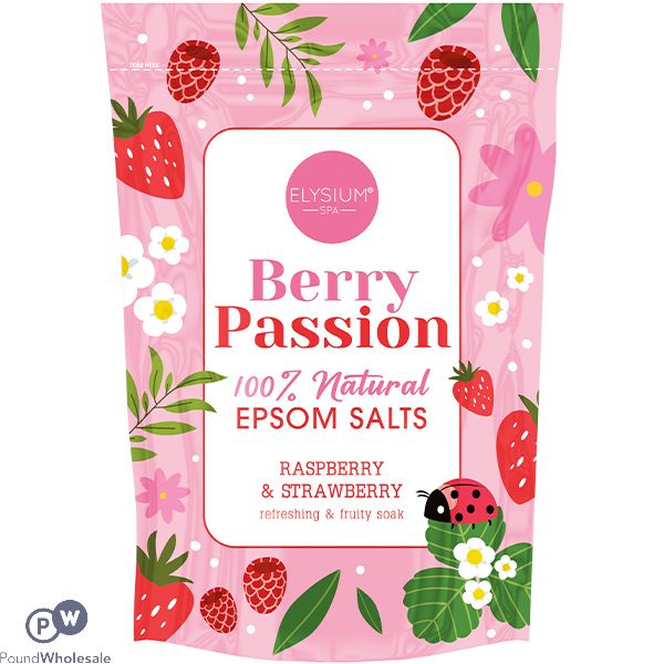 Elysium Spa 100% Natural Berry Passion Epsom Bath Salts 450g 