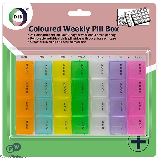 DID COLOURED WEEKLY PILL BOX
