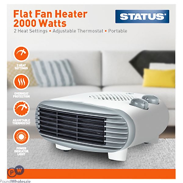 Status 2000W Flat White Fan Heater