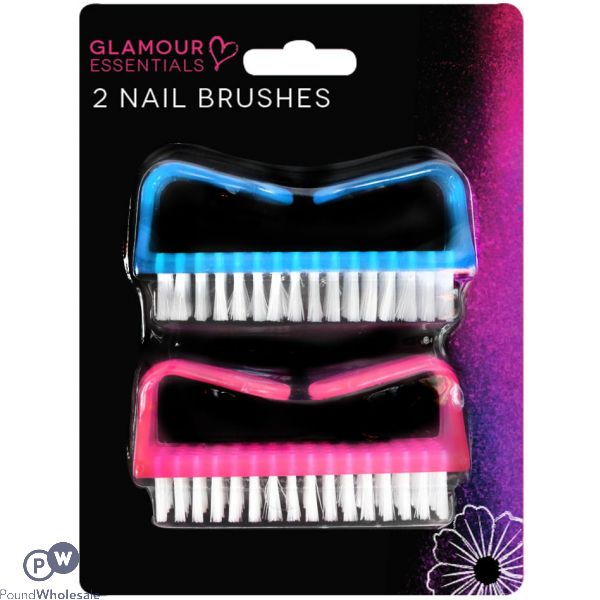 Glamour Essentials Luxury Nail Brushes Assorted Colours 2 Pack