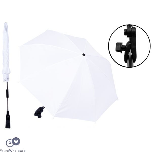 Plain Pram Parasol 16" White