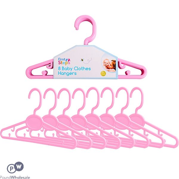 FIRST STEPS PINK BABY CLOTHES HANGERS 8PK