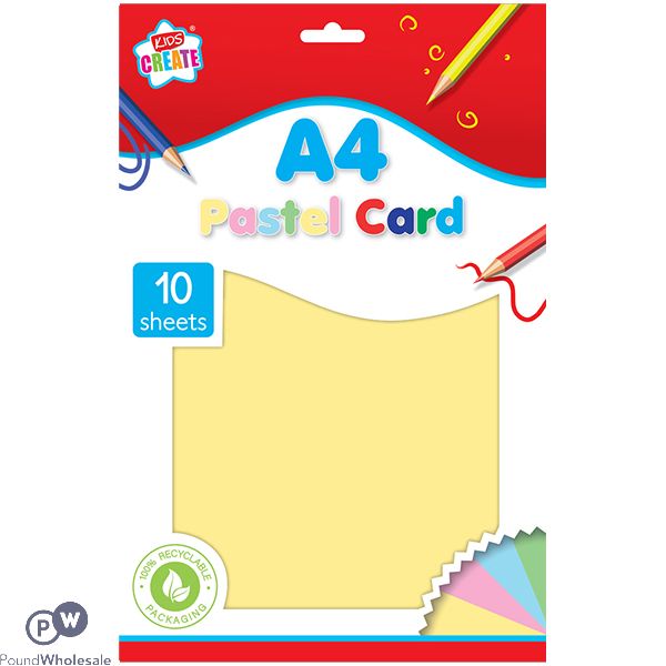 Kids Create A4 Pastel Card Assorted Colours 10 Sheets