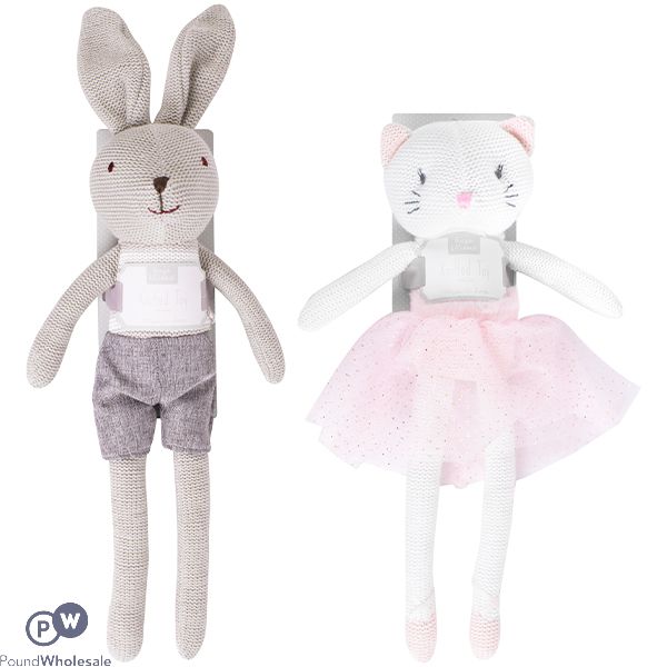 Hugs & Kisses Knitted Assorted Bunny & Cat 40cm