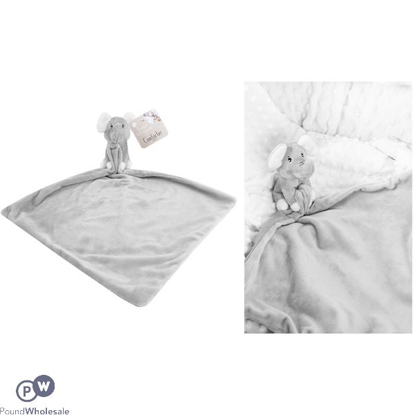 Hugs & Kisses Grey Elephant Baby Comforter 30cm X 30cm
