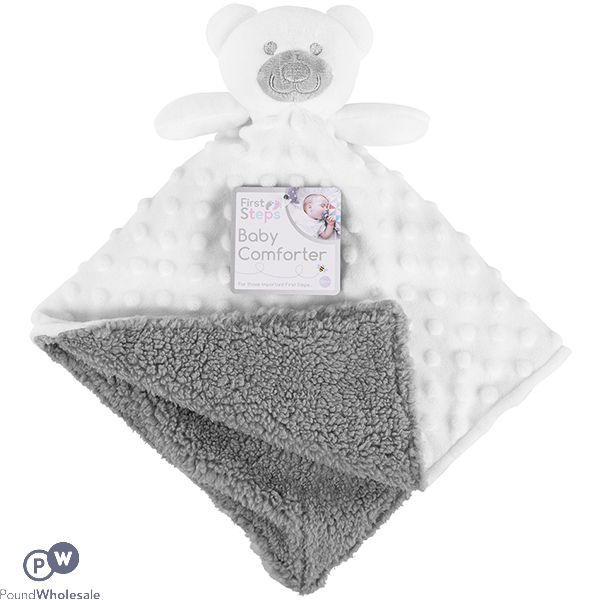 First Steps Double-Sided Mink Sherpa Fleece Baby Comforter Blanket Cream 30cm X 28cm