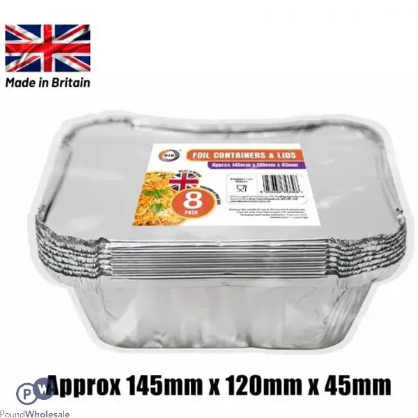 Did Foil Containers & Lids 8 Pack 14.5cm X 12cm X 4.5cm