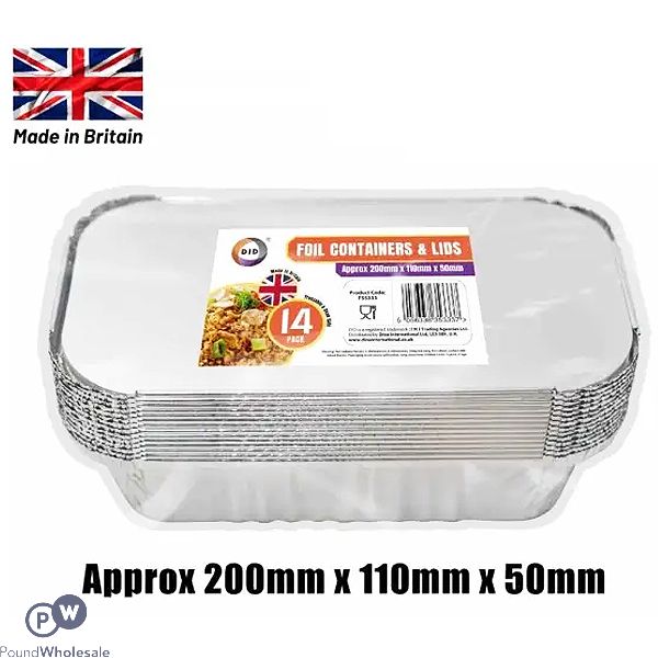 Did Foil Containers & Lids 14 Pack 20cm X 11cm X 5cm