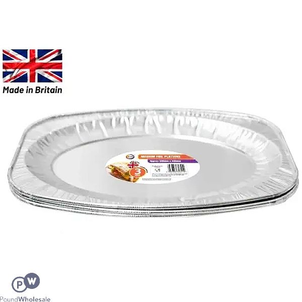 DID Medium Foil Platters 3 Pack 35cm X 23.5cm