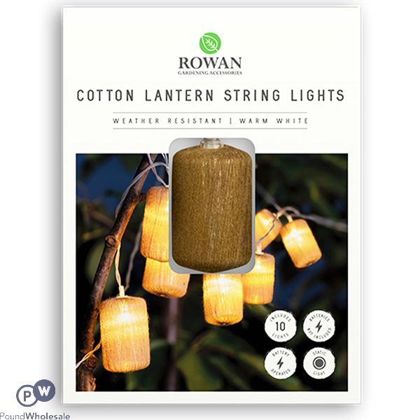Rowan Cotton Lantern Battery 10 Warm White String Lights