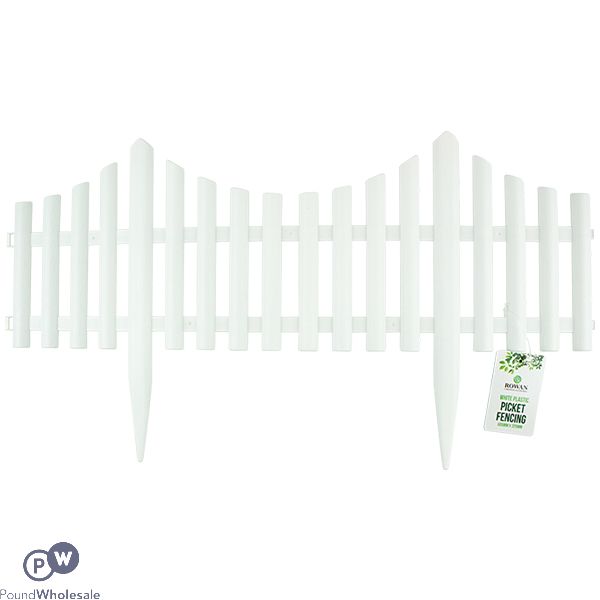 Rowan White Plastic Picket Fencing 60.5cm X 32.5cm