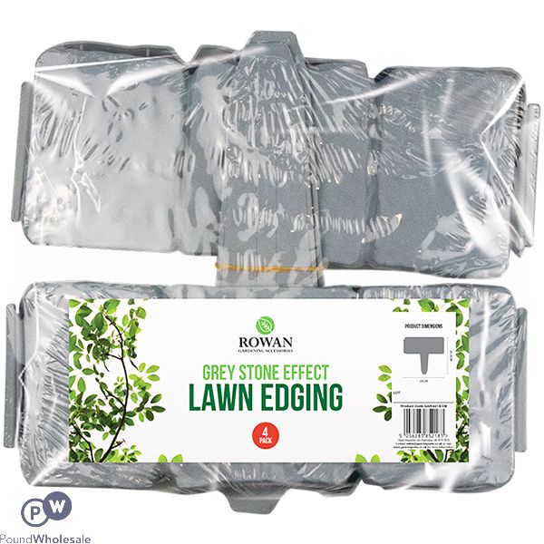 Rowan Grey Stone-Effect Lawn Edging 4 Pack