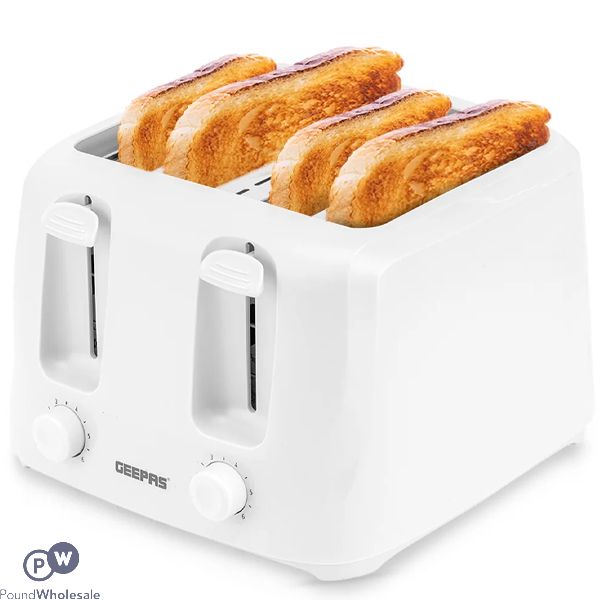 Geepas White 4 Slice 6 Level Bread Toaster 1400w