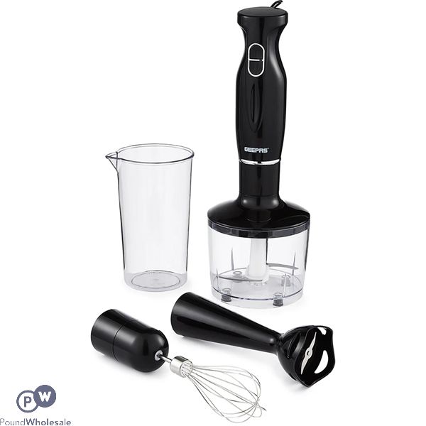 Geepas Black 4-in-1 Electrical Whisk Hand Blender 200W