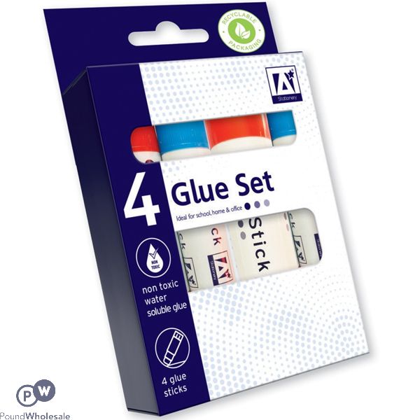 A* Stationery Glue Stick Set 4 Pack