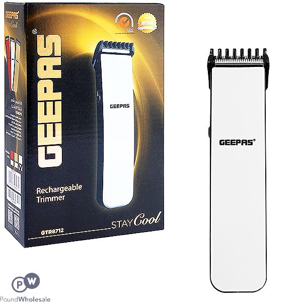 Geepas 2-in-1 Rechargeable White Beard Trimmer & Hair Clipper