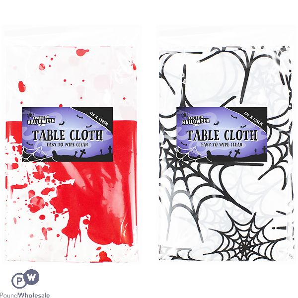 Halloween Blood & Cobweb Table Cloth 132cm X 178cm Assorted
