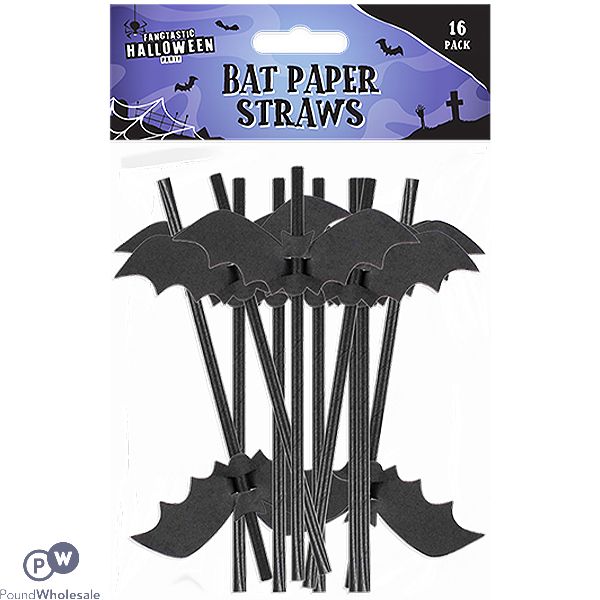 Halloween Bat Paper Straws 16 Pack