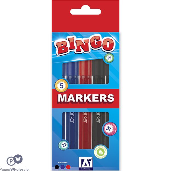 Bingo Markers Assorted Colours 5 Pack