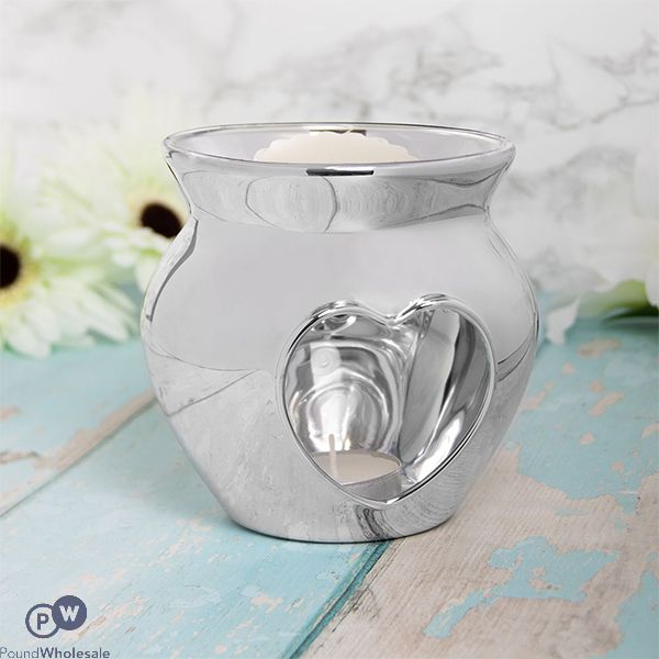 Leonardo Desire Aroma Shiny Silver Heart Wax Oil Burner