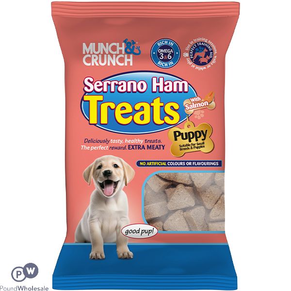 Munch & Crunch Serrano Ham & Salmon Puppy Treats 150g