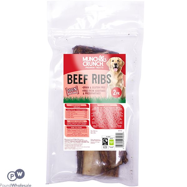 Munch & Crunch 100% Natural Beef Ribs Dog Treats 2 Pack