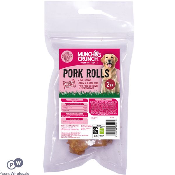 Munch & Crunch 100% Natural Pork Rolls Dog Treats 2 Pack