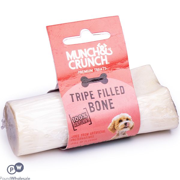 Munch & Crunch Tripe Filled Bone Dog Treat 4"