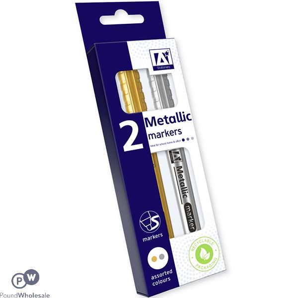 METALLIC MARKERS ASSORTED COLOURS 3 PACK