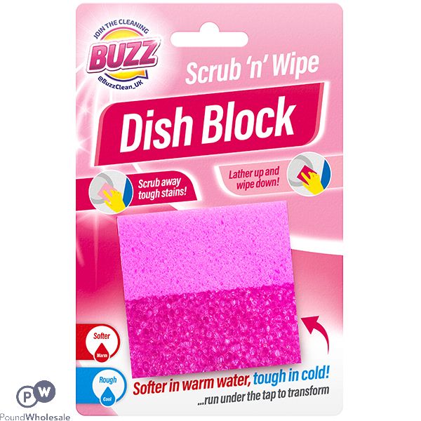 Buzz Pink Scrub 'N' Wipe Dish Block