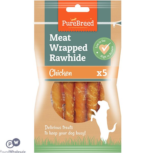 Pure Breed Chicken Meat-wrapped Rawhide Dog Treat 5 Pack