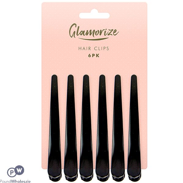Glamorize Black Hair Clips 6 Pack