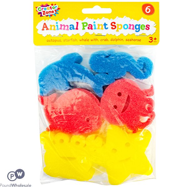 Creator Zone Assorted Animal Paint Sponges 6 Pack